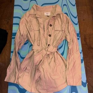 Tie Waist Cargo Shacket